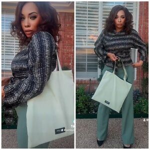 Prada Mint/Black Label Tote- Bx90825